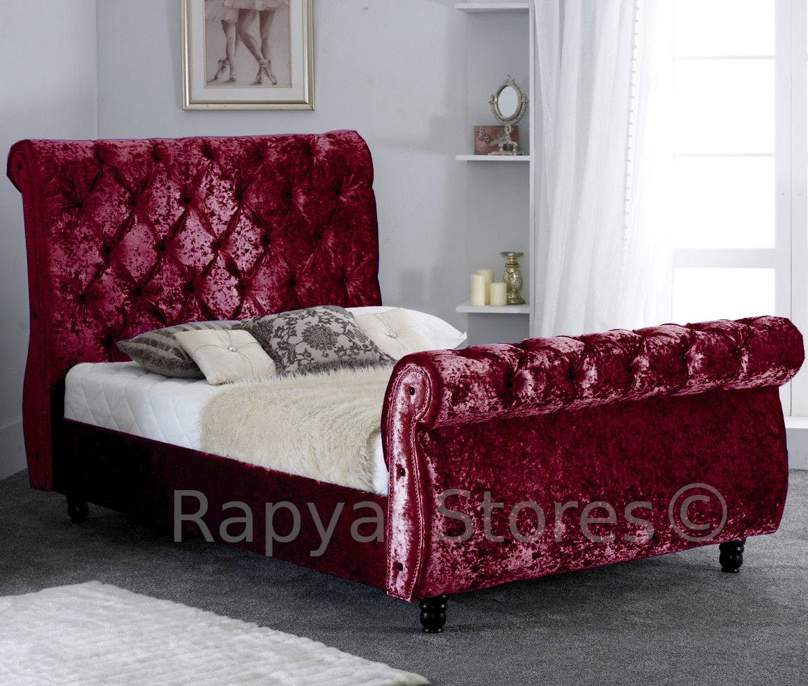 Red crushed on sale velvet bed